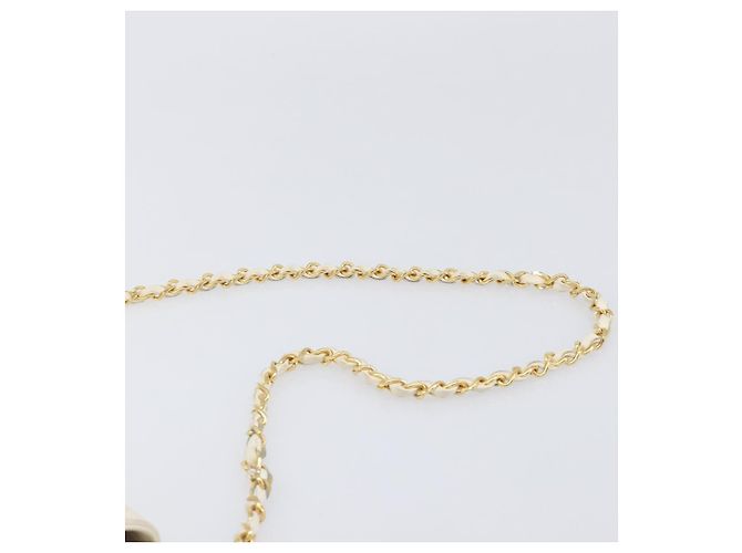 CHANEL Matelasse Chain Shoulder Bag Lamb Skin White Gold CC - vista 8