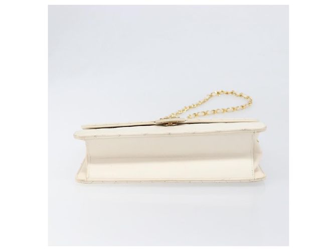 CHANEL Matelasse Chain Shoulder Bag Lamb Skin White Gold CC - vista 9