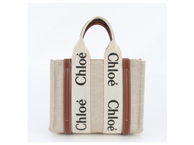 Chloé Woody Small Lederhandtasche Beige - Ansicht 3