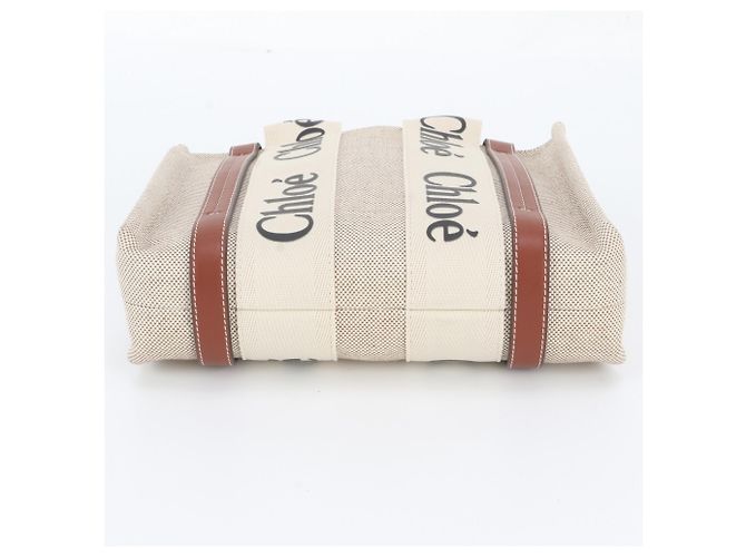 Chloé Woody Small Lederhandtasche Beige - Ansicht 6