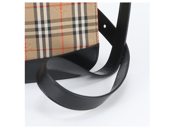 Bolsa de Ombro Burberry Nova Check em Lona e Couro Preto Bege - vista 2