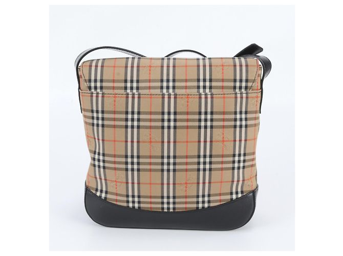 Bolsa de Ombro Burberry Nova Check em Lona e Couro Preto Bege - vista 3