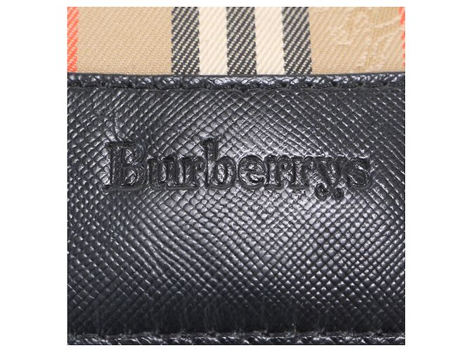 Bolsa de Ombro Burberry Nova Check em Lona e Couro Preto Bege - vista 8
