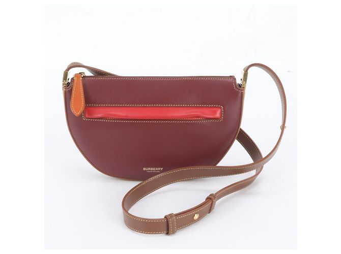 Burberry Olympia Leder 2-Way Tasche Braun Rot Bordeaux - Ansicht 4