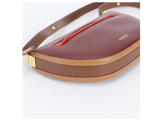 Burberry Olympia Leder 2-Way Tasche Braun Rot Bordeaux - Ansicht 6