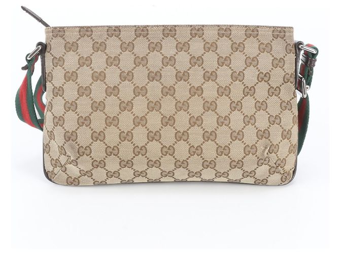 Borsa a tracolla Gucci GG Canvas Sherry Line in pelle Marrone - vista 3