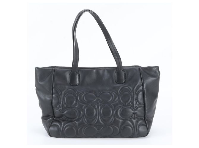 Saco Tote Coach Signature em couro acolchoado Preto - vista 3