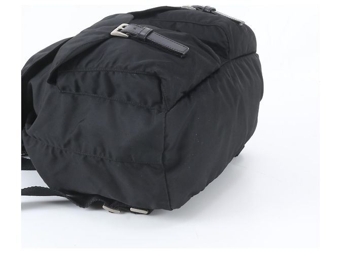 Prada Tessuto Nylon Triangle Logo Leather Backpack Black - view 4