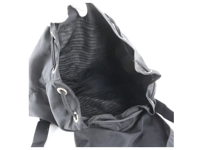 Prada Tessuto Nylon Triangle Logo Leather Backpack Black - view 7