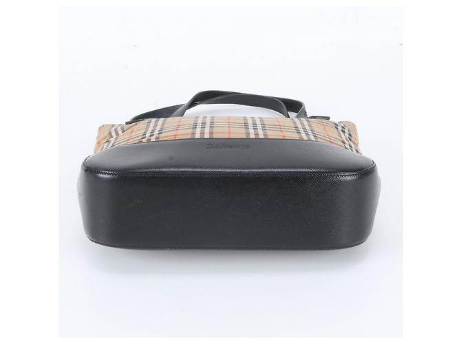 Burberry Nova Check Shadow Horse Leder Tote Bag Schwarz Beige - Ansicht 6