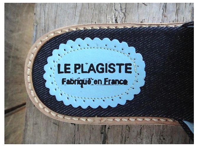 Autre Marque Mules Le Plagiste in denim blu ricamate fiori - vista 5