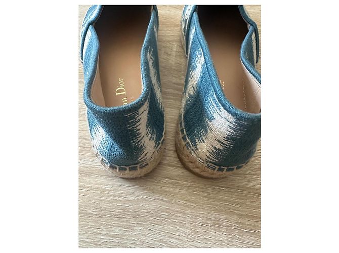 Espadrillas Christian Dior Granville in tela blu e bianca Bianco - vista 3