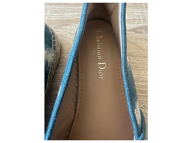 Espadrillas Christian Dior Granville in tela blu e bianca Bianco - vista 4