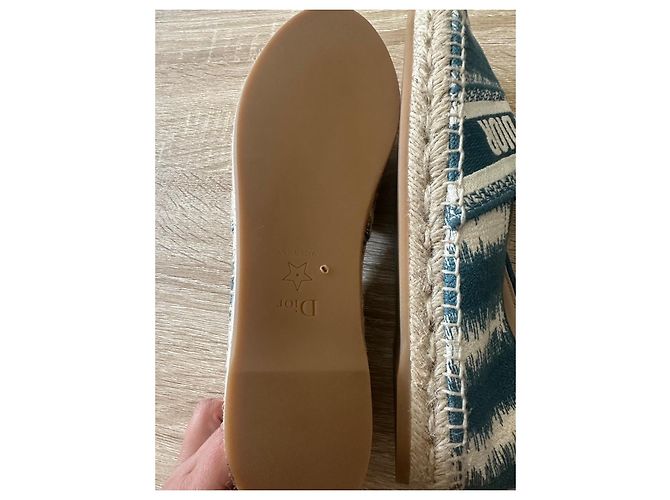 Espadrillas Christian Dior Granville in tela blu e bianca Bianco - vista 8