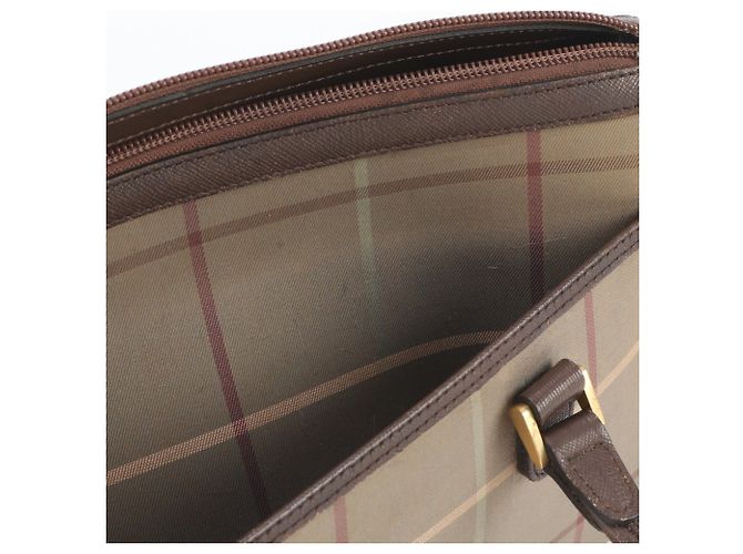 Borsa Tote in pelle Burberry Nova Check Marrone - vista 10