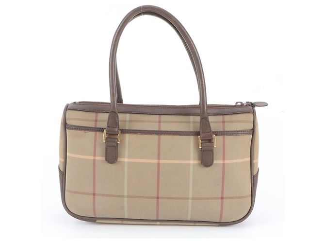 Borsa Tote in pelle Burberry Nova Check Marrone - vista 3