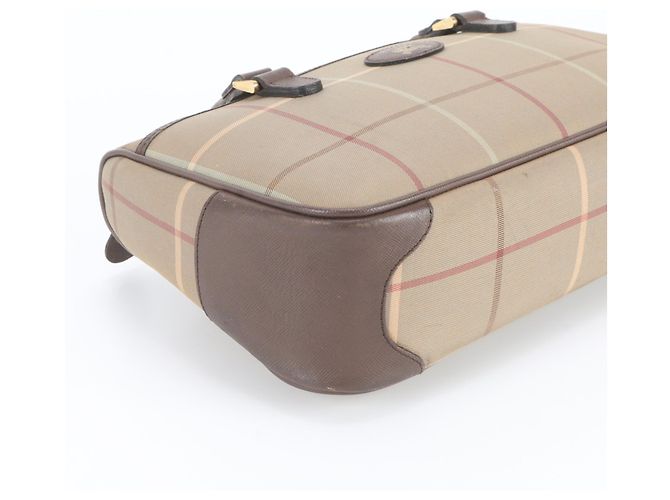 Borsa Tote in pelle Burberry Nova Check Marrone - vista 5