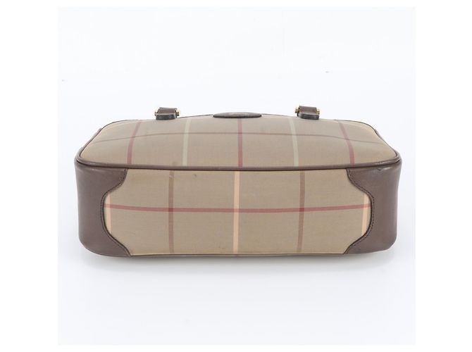 Borsa Tote in pelle Burberry Nova Check Marrone - vista 6