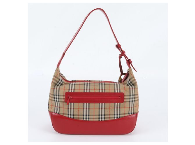 Borsa a tracolla in pelle Burberry Nova Check Shadow Horse Rosso Beige - vista 3