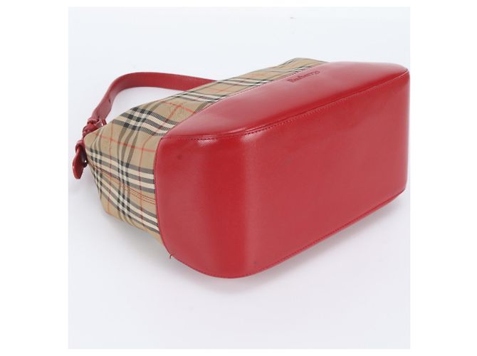 Borsa a tracolla in pelle Burberry Nova Check Shadow Horse Rosso Beige - vista 5