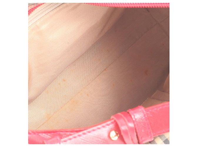 Borsa a tracolla in pelle Burberry Nova Check Shadow Horse Rosso Beige - vista 8