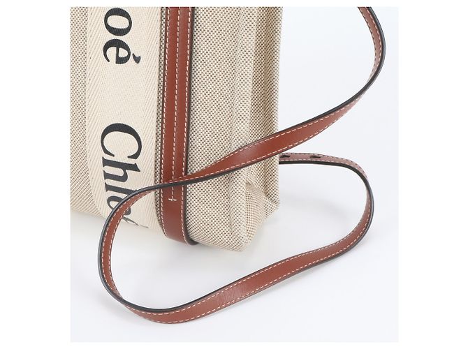 Chloé Woody Small Leder 2-Way Tasche Beige - Ansicht 3