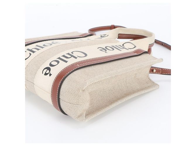 Chloé Woody Small Leder 2-Way Tasche Beige - Ansicht 5