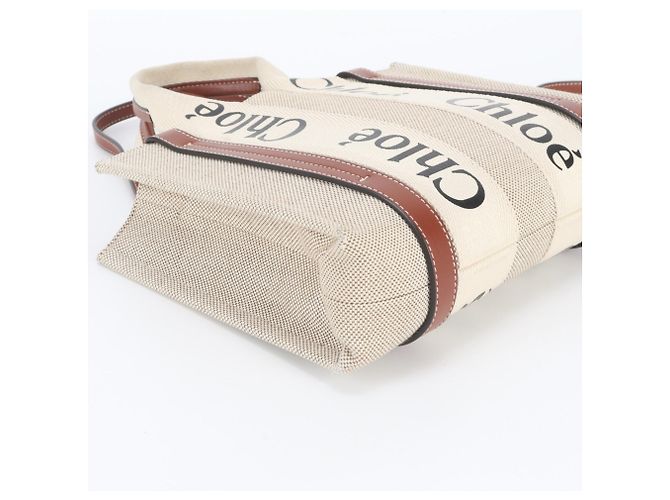 Chloé Woody Small Leder 2-Way Tasche Beige - Ansicht 6