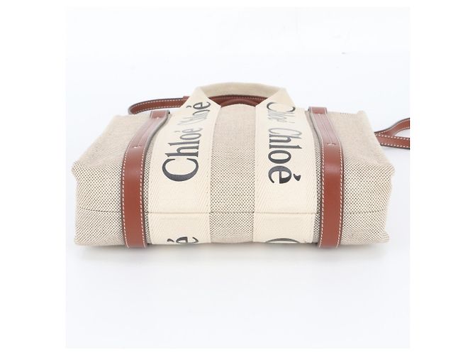 Chloé Woody Small Leder 2-Way Tasche Beige - Ansicht 7