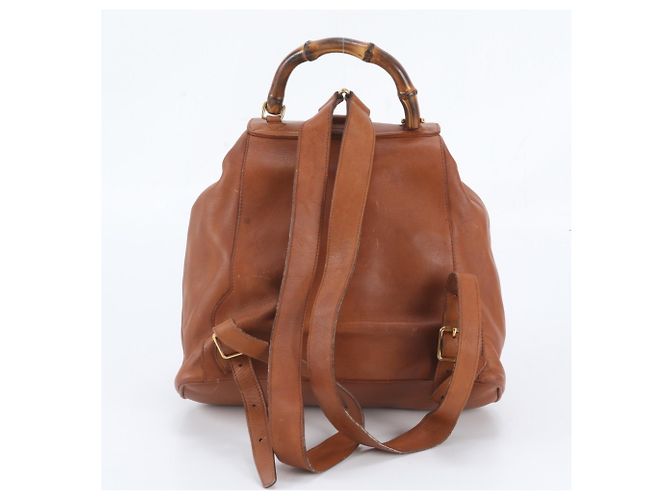 Zaino e borsa a tracolla Gucci Old Bamboo in pelle Marrone - vista 3