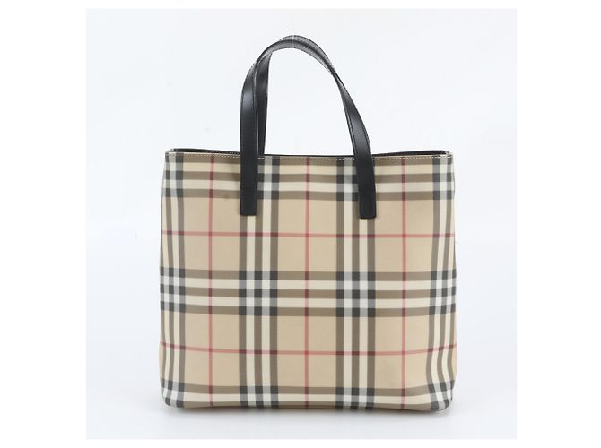 Borsa Tote in pelle Burberry Nova Check Beige - vista 3
