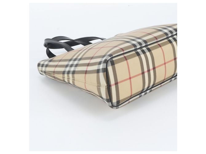 Borsa Tote in pelle Burberry Nova Check Beige - vista 5