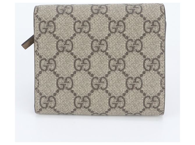 Cartera tri-fold de piel Gucci GG Supreme Dionysus Castaño - vista 2
