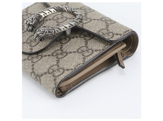 Cartera tri-fold de piel Gucci GG Supreme Dionysus Castaño - vista 3
