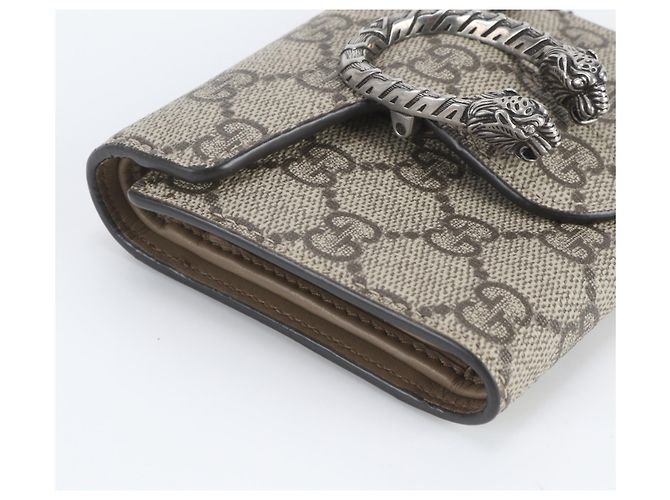 Cartera tri-fold de piel Gucci GG Supreme Dionysus Castaño - vista 4