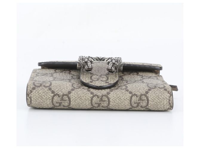 Cartera tri-fold de piel Gucci GG Supreme Dionysus Castaño - vista 5