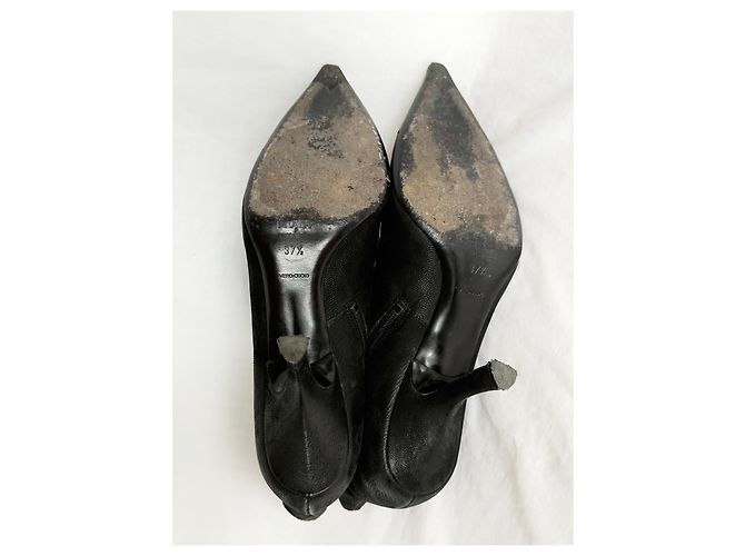 Botines Prada de piel negra con puntera con estampado de cocodrilo Negro - vista 12