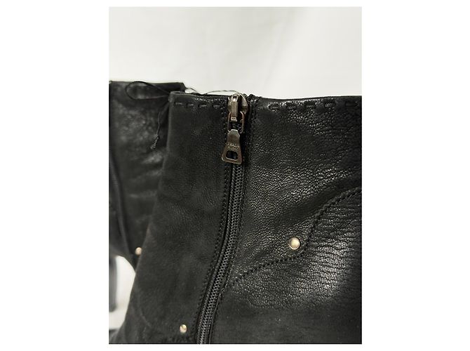 Botines Prada de piel negra con puntera con estampado de cocodrilo Negro - vista 7