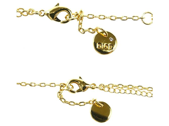 Collana Christian Dior Petit CD in metallo doppio e cristalli D'oro - vista 4