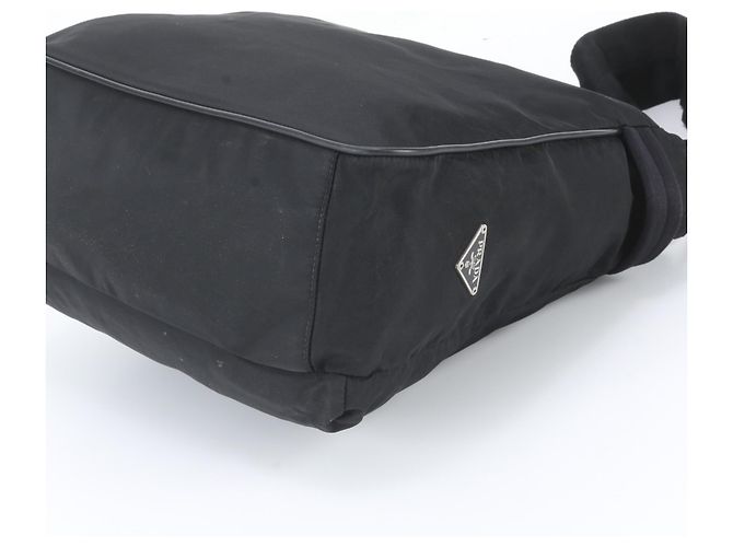Borsa a tracolla in pelle e nylon Tessuto con logo triangolare Prada Nero - vista 4