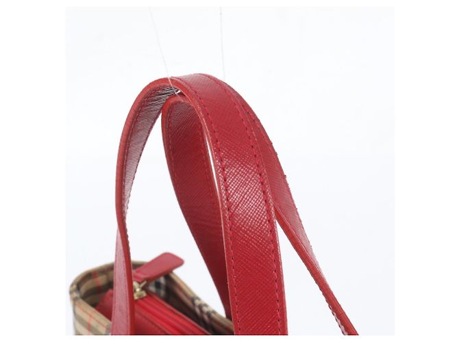 Burberry Nova Check Shadow Horse Leder Tote Bag Braun Rot - Ansicht 2