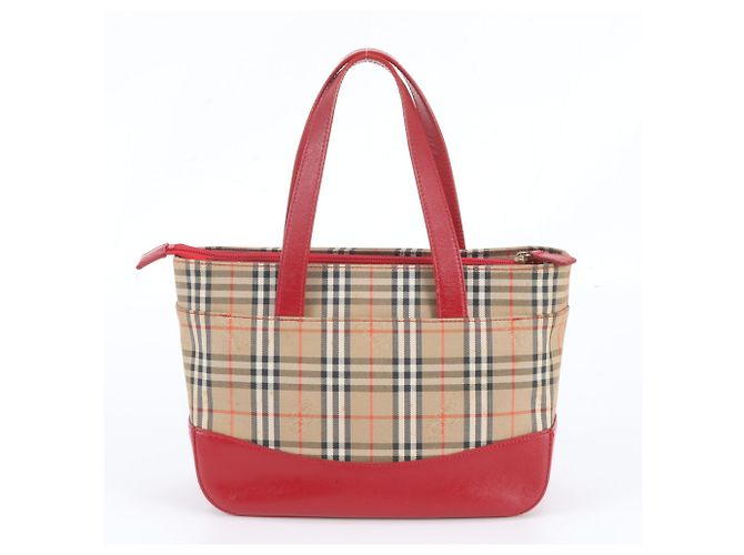 Burberry Nova Check Shadow Horse Leder Tote Bag Braun Rot - Ansicht 3