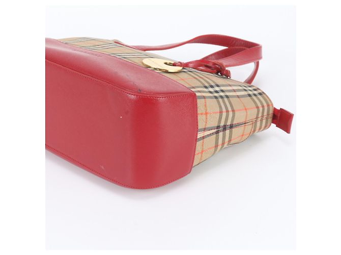Burberry Nova Check Shadow Horse Leder Tote Bag Braun Rot - Ansicht 4