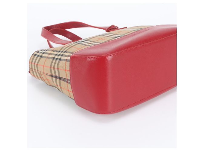 Burberry Nova Check Shadow Horse Leder Tote Bag Braun Rot - Ansicht 5