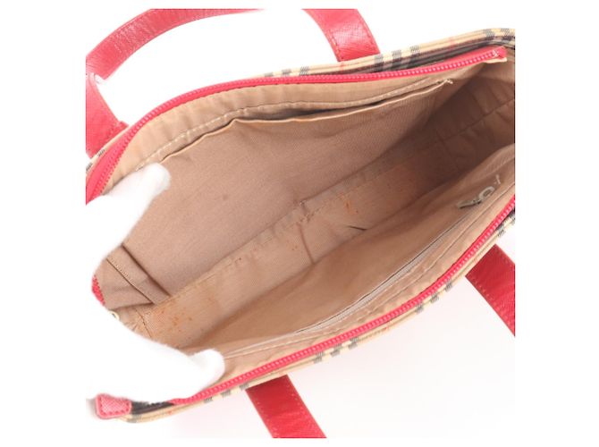 Burberry Nova Check Shadow Horse Leder Tote Bag Braun Rot - Ansicht 7