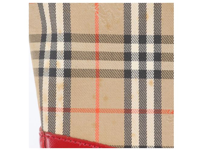 Burberry Nova Check Shadow Horse Leder Tote Bag Braun Rot - Ansicht 8