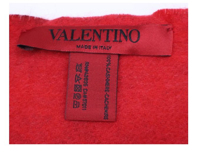 Sciarpa Valentino in cashmere rosso con stampa a farfalla - vista 3