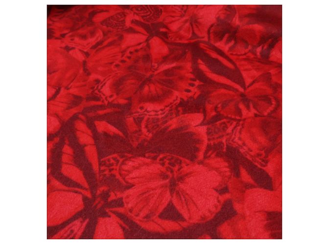 Sciarpa Valentino in cashmere rosso con stampa a farfalla - vista 4