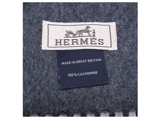 Hermès Stola in cashmere Hermes in nero e grigio Marrone - vista 6