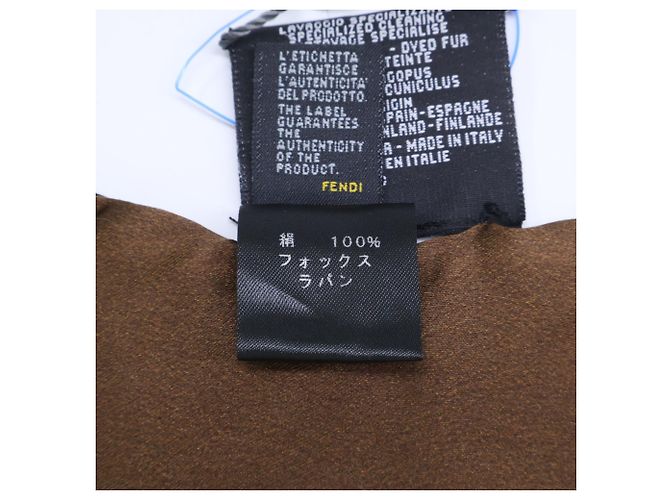 Fendi Fox Fur Rabbit Silk Stole/Scarf Brown Black - view 12